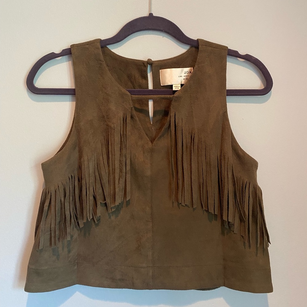 JOA Brown Fringe Vest